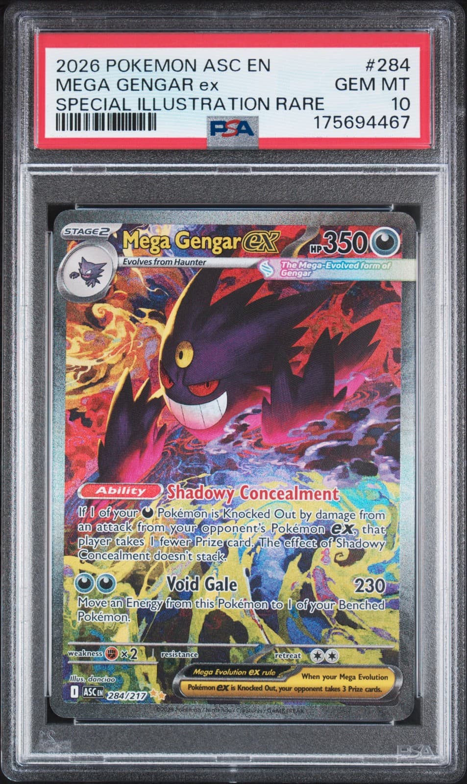 2026 POKEMON ASC EN-ASCENDED HEROES #284 MEGA GENGAR EX PSA 10