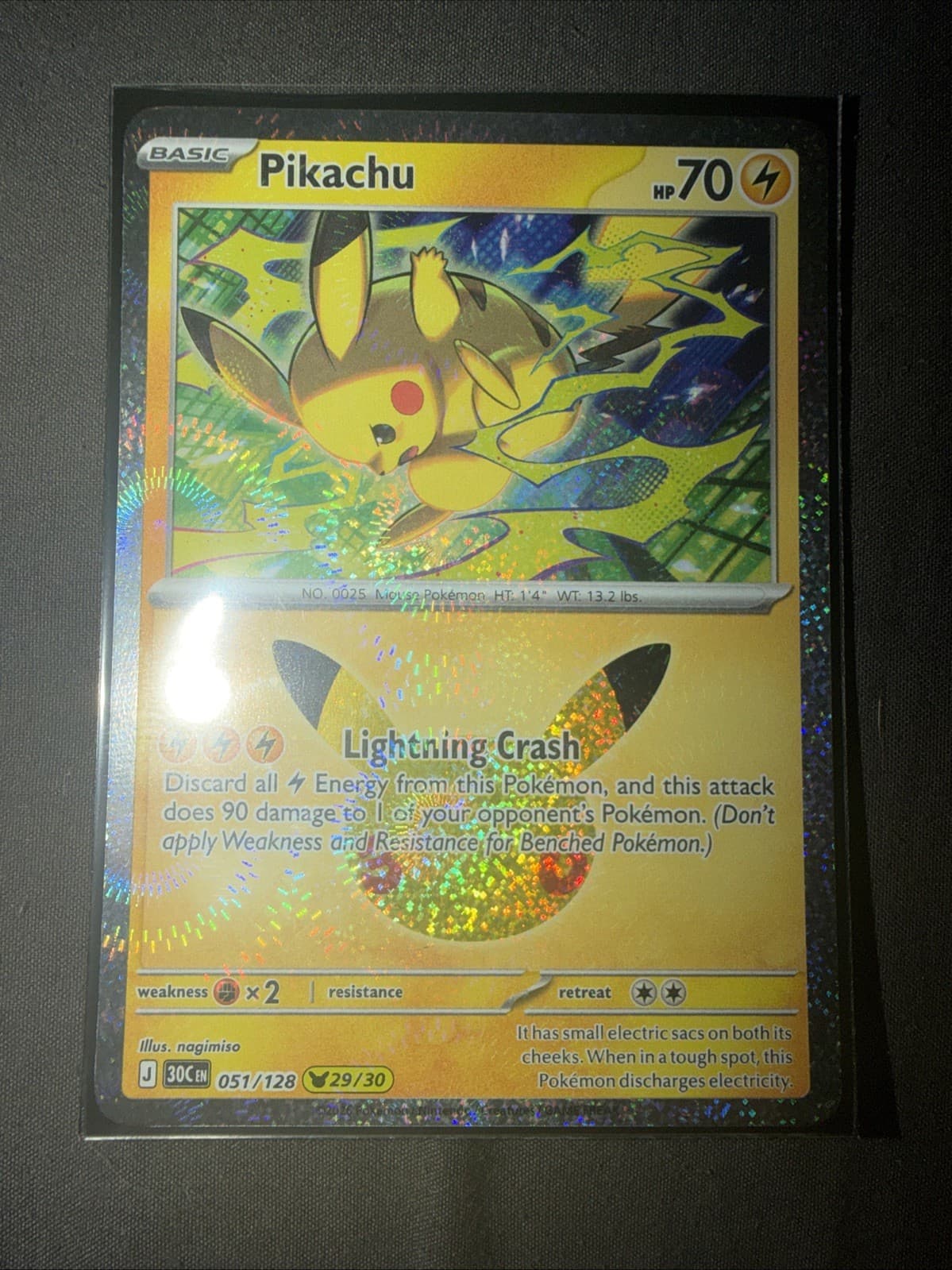 Pikachu (29/30) 51/128 30th Celebration Holo Rare NM Pokemon TCG
