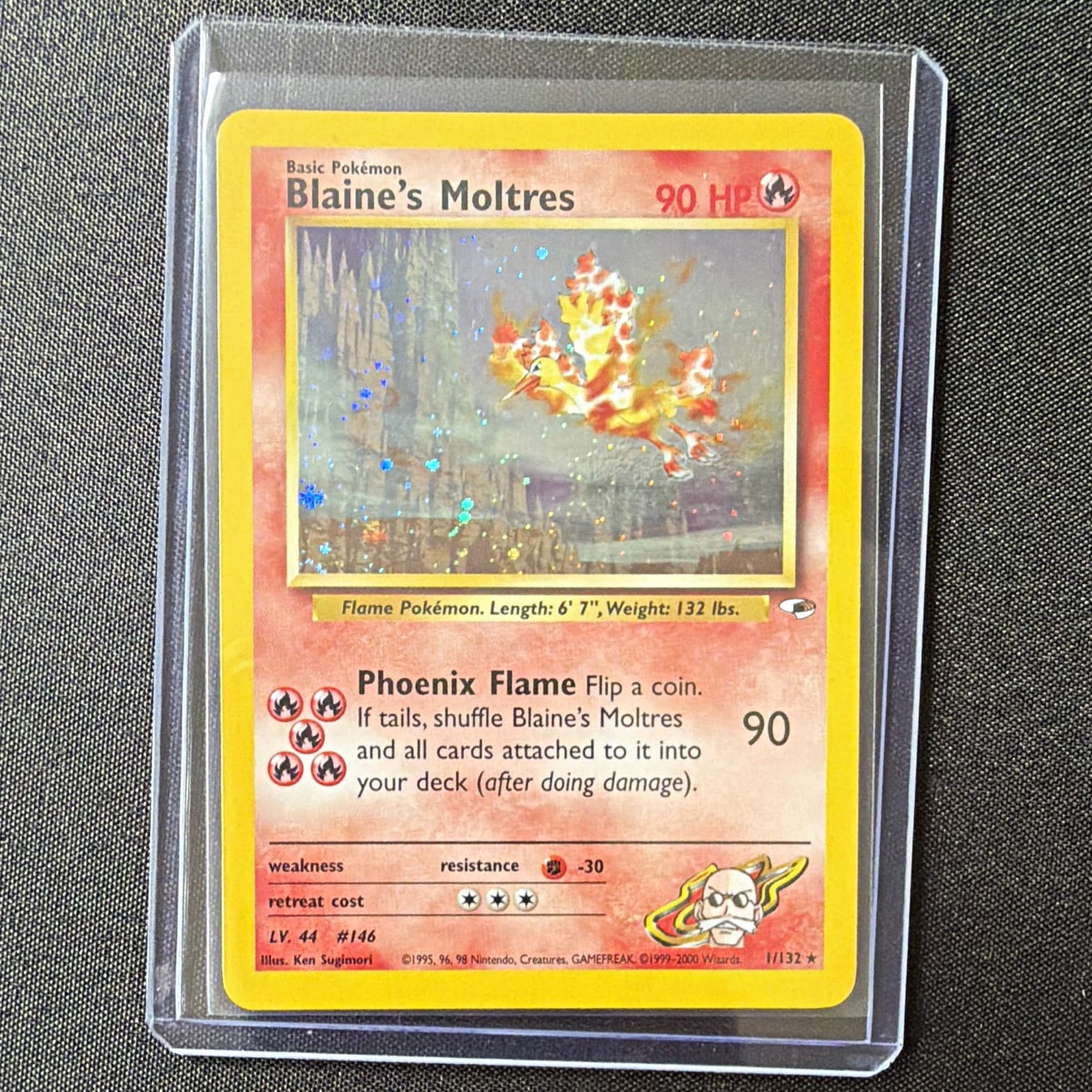 Pokemon TCG Gym Heroes Blaine's Moltres 1/132 Holo Rare English 2000 WotC