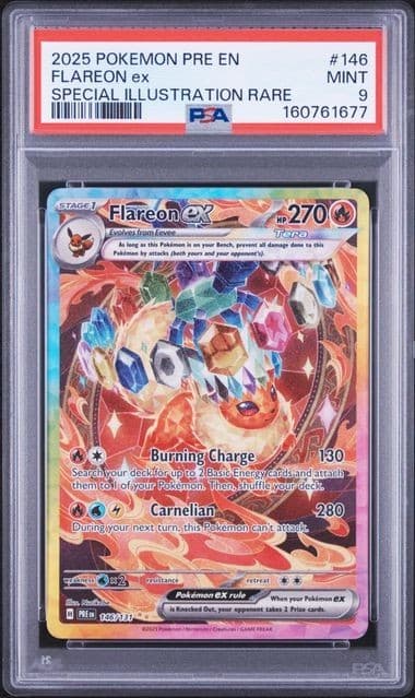 PSA 9 Pokemon TCG 2025 Flareon ex 146/131 Prismatic Evolutions SIR Holo EN