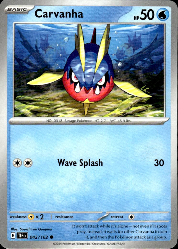 Carvanha Temporal Forces 042/162 Common Pokémon — English Near Mint