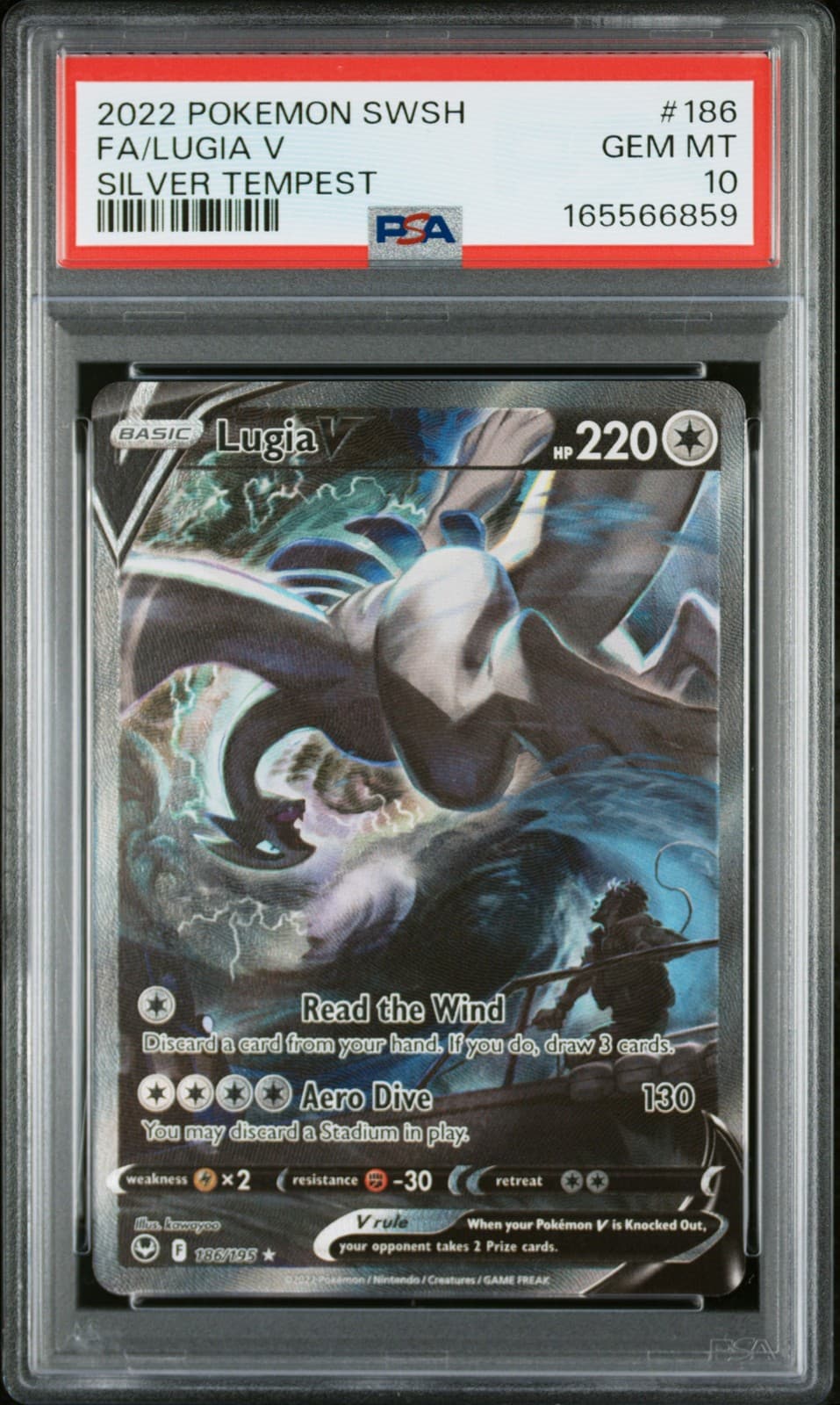 2022 POKEMON SWORD & SHIELD SILVER TEMPEST #186 FULL ART/LUGIA V PSA 10