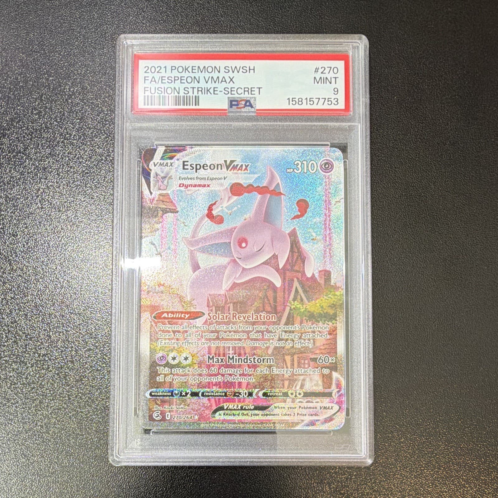 Espeon VMAX 2021 Fusion Strike Alt Art Secret Rare 270/264 Holo PSA 9