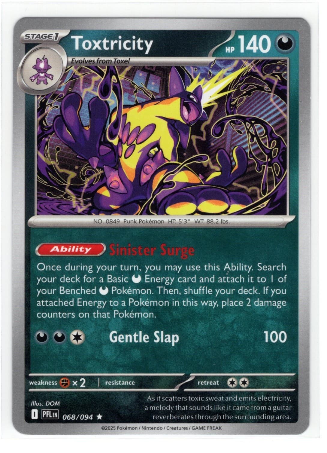 Pokemon Phantasmal Flames 068/094 NON Holo Rare Toxtricity DECK EXCLUSIVE