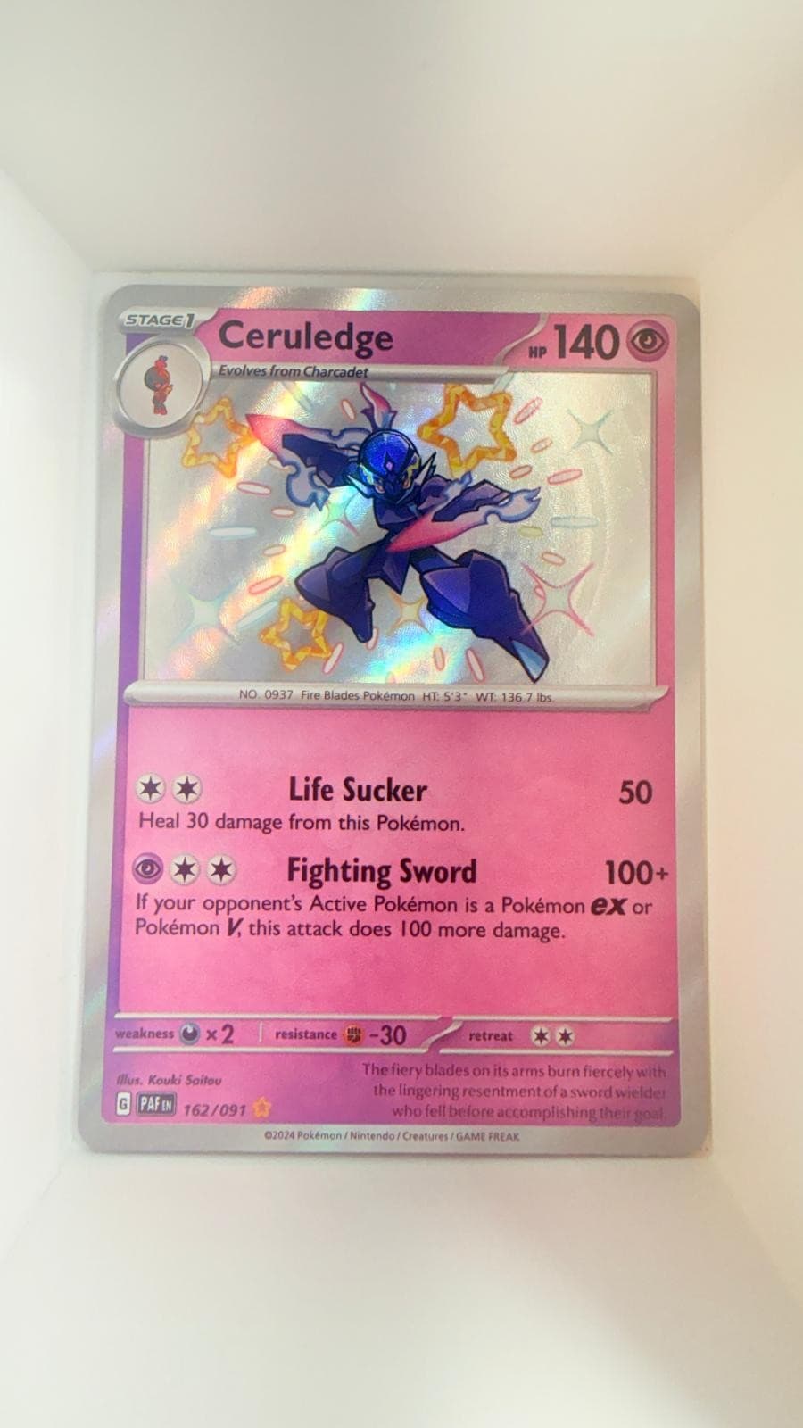 Pokemon Ceruledge Paldean Fates 162/091 Holo Shiny Rare