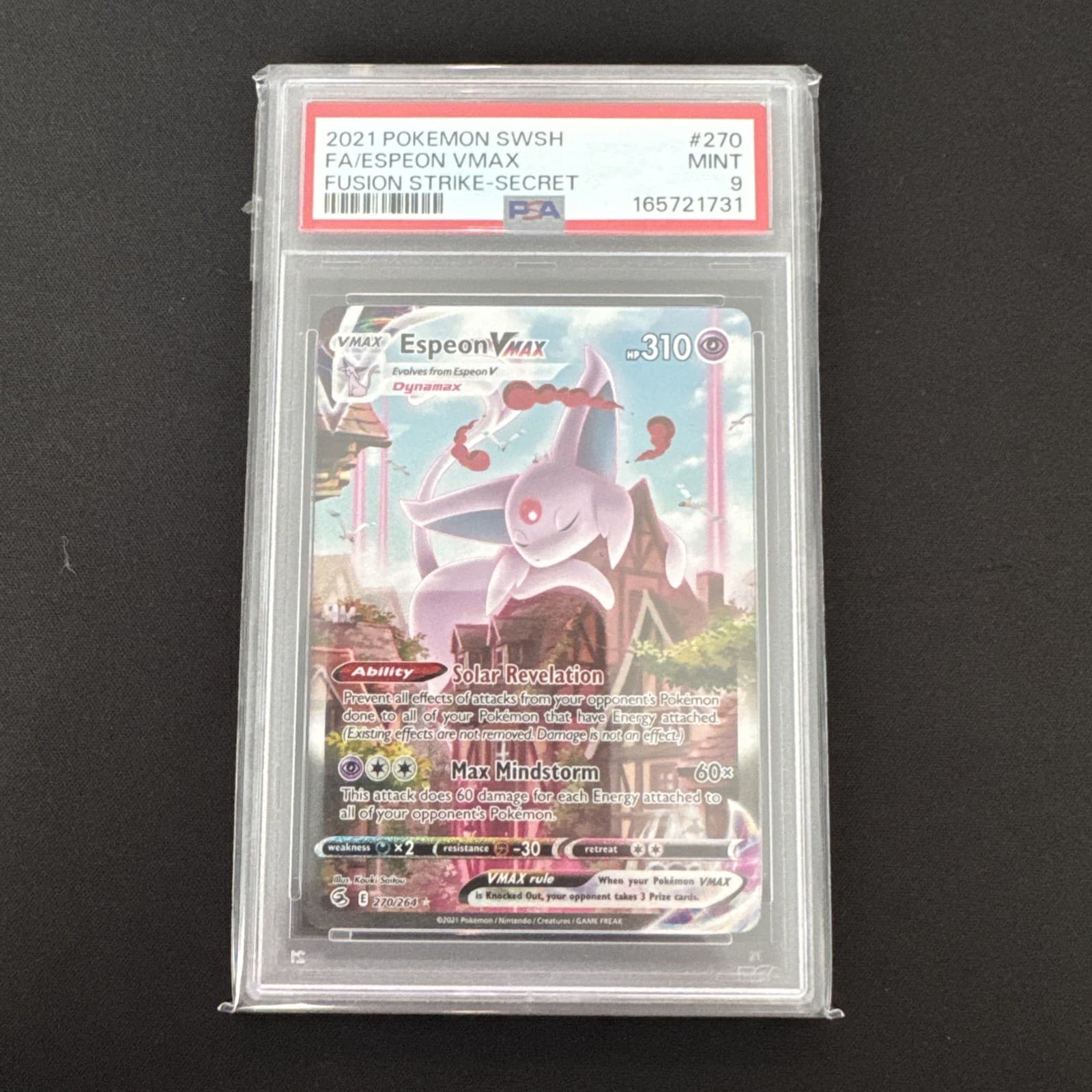 Espeon VMAX (Alternate Art Secret) 270/264 Pokemon Fusion Strike PSA 9