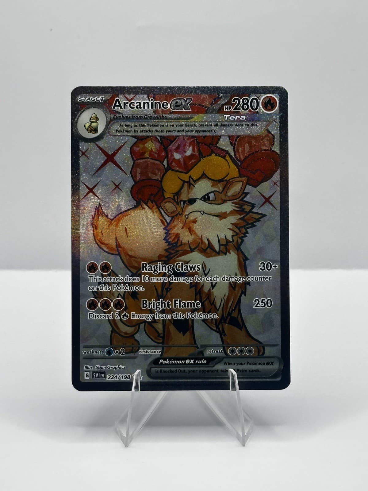 ARCANINE EX POKEMON TCG EN SV01 SCARLET & VIOLET FULL ART HOLO 224/198