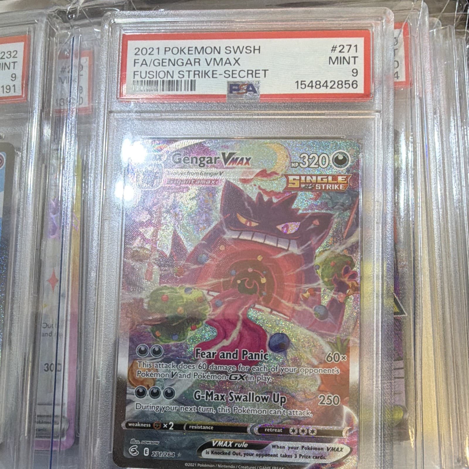 The Pokémon Company Pokemon TCG Gengar VMAX 271/264 Fusion Strike Holo PSA 9