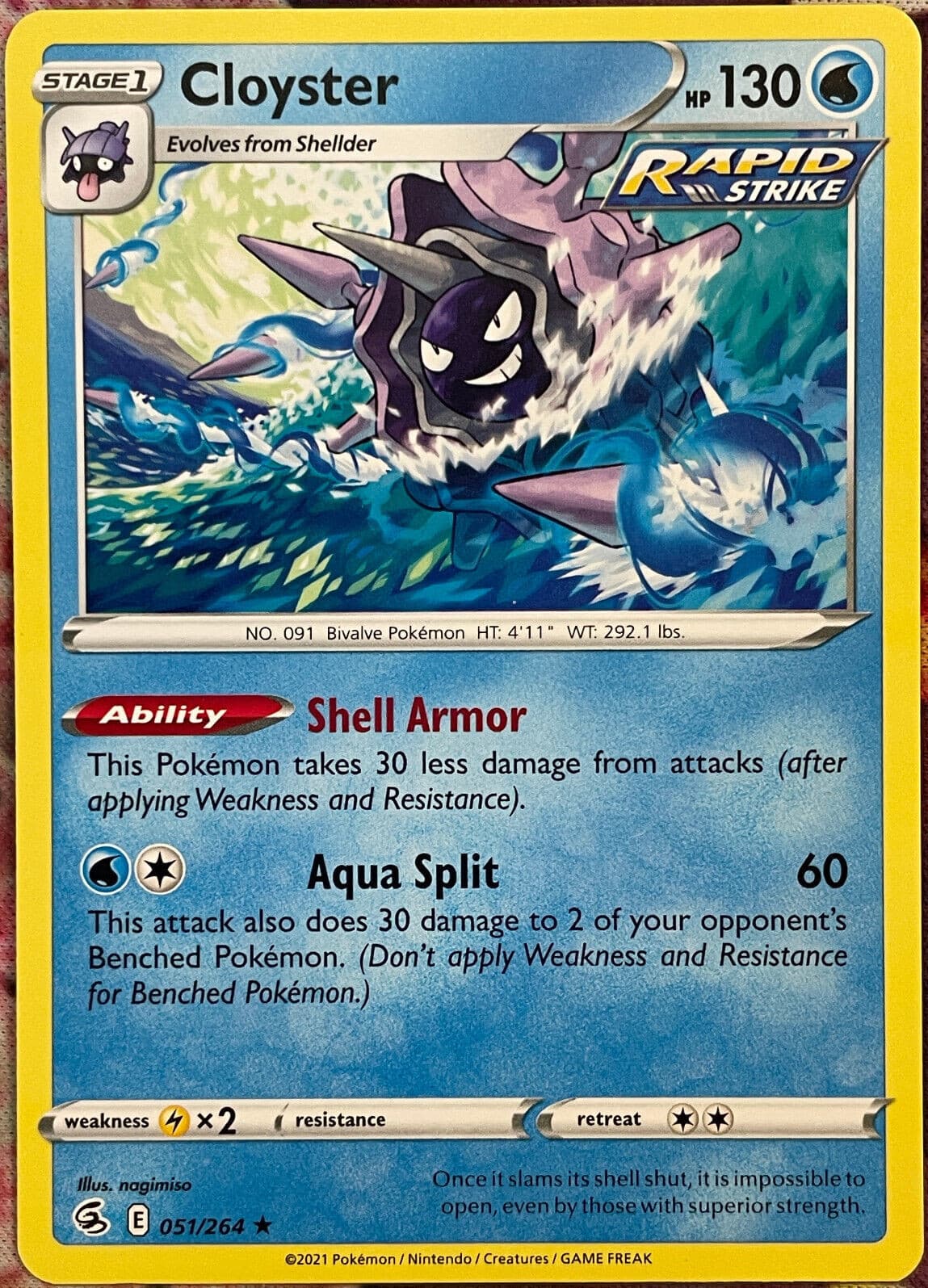 Cloyster Rare - 051/264 - Fusion Strike Pokemon 2021