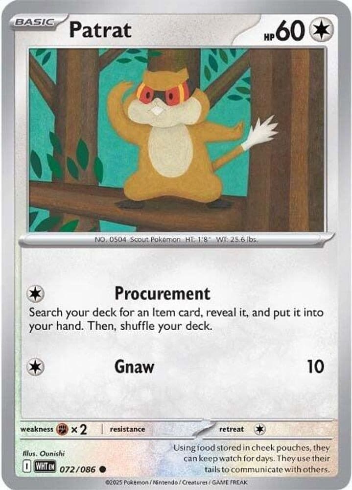 Patrat 072/086 Common White Flare Pokemon Near Mint