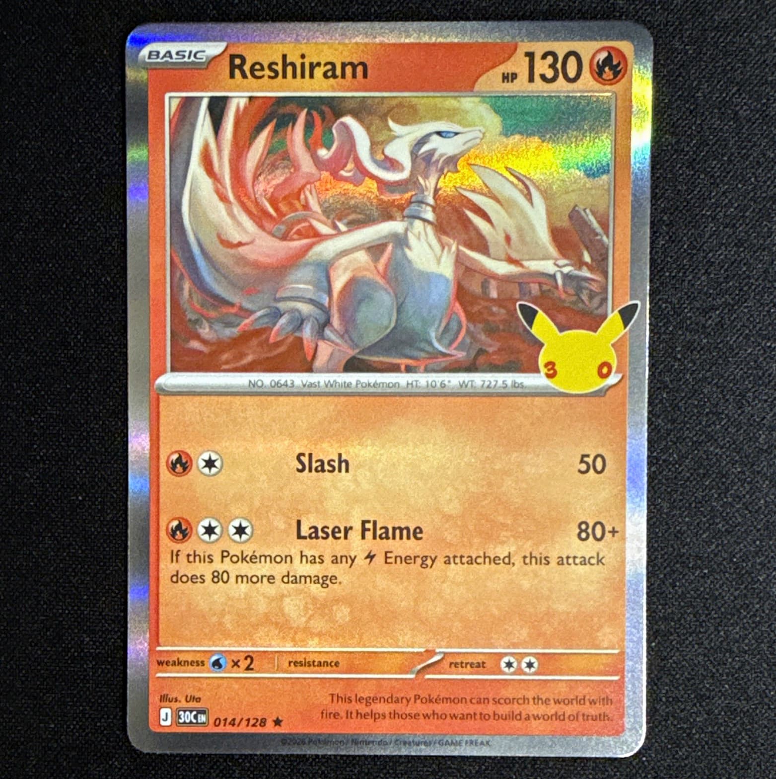 Reshiram 014/128 30th Celebration Holo Pokemon