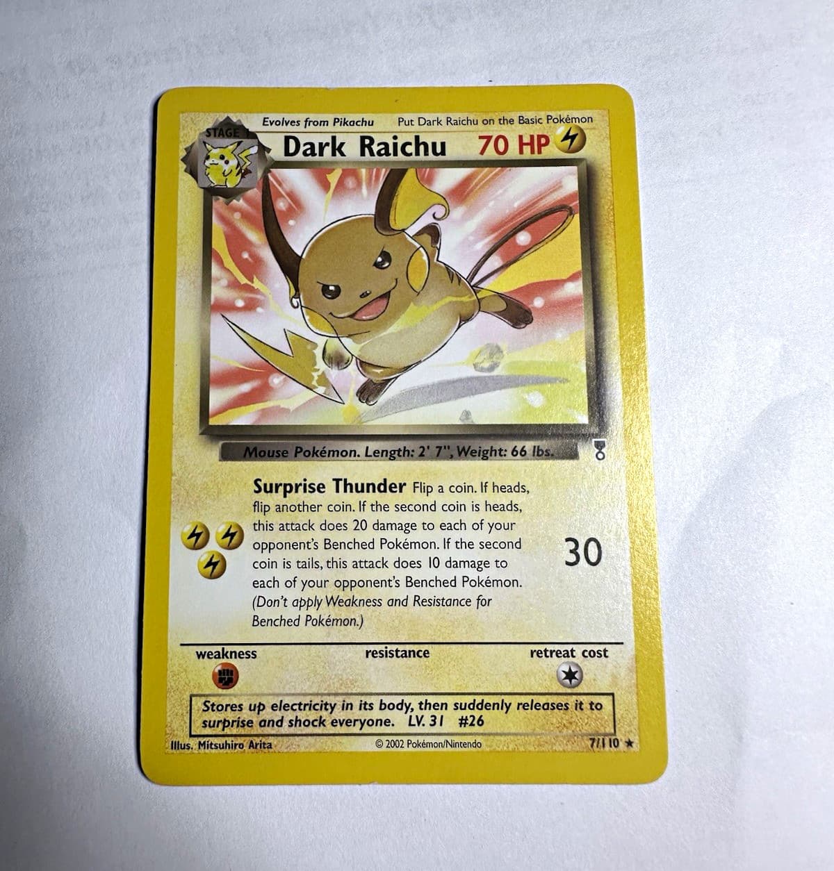 Pokémon Dark Raichu 7/110 Holo Rare Legendary Collection 2002 WOTC LP