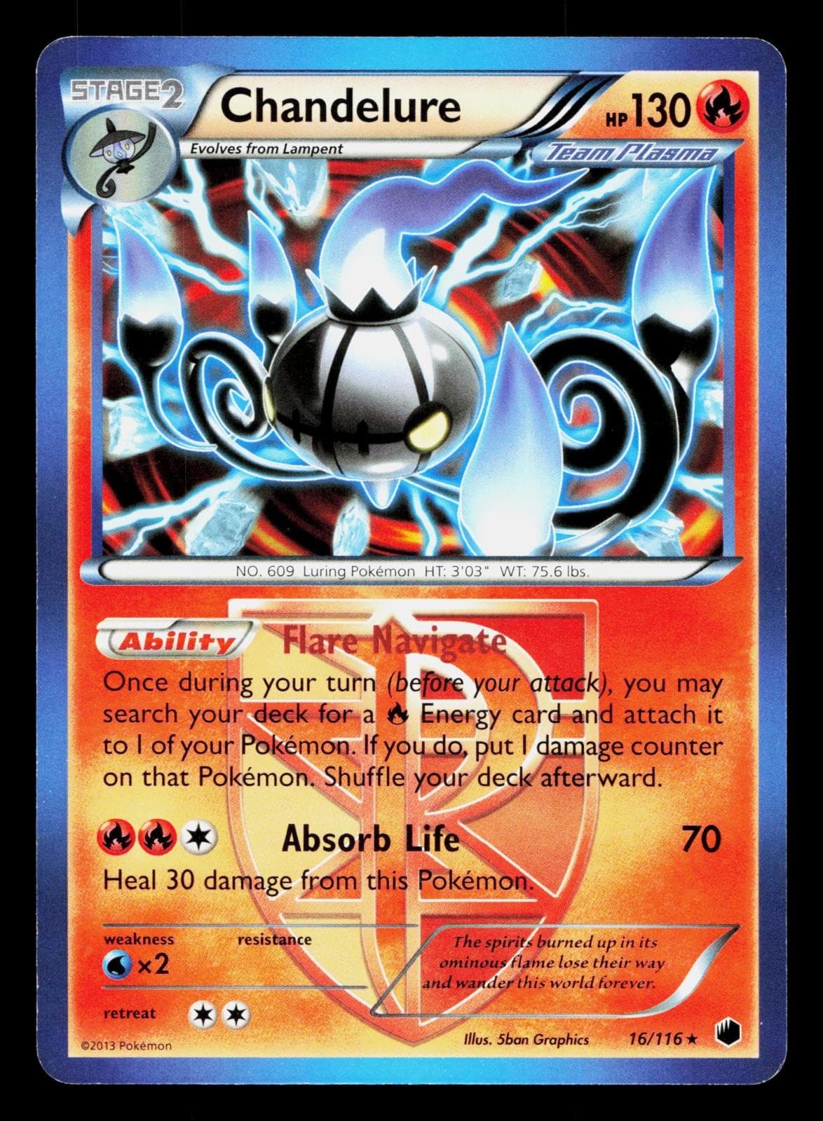 CHANDELURE 16/116 HOLO RARE PLASMA FREEZE POKEMON LP