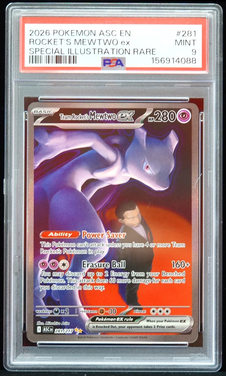 2026 Team Rocket's Mewtwo #281/217 Ascended Heroes PSA 9 Pokemon Card