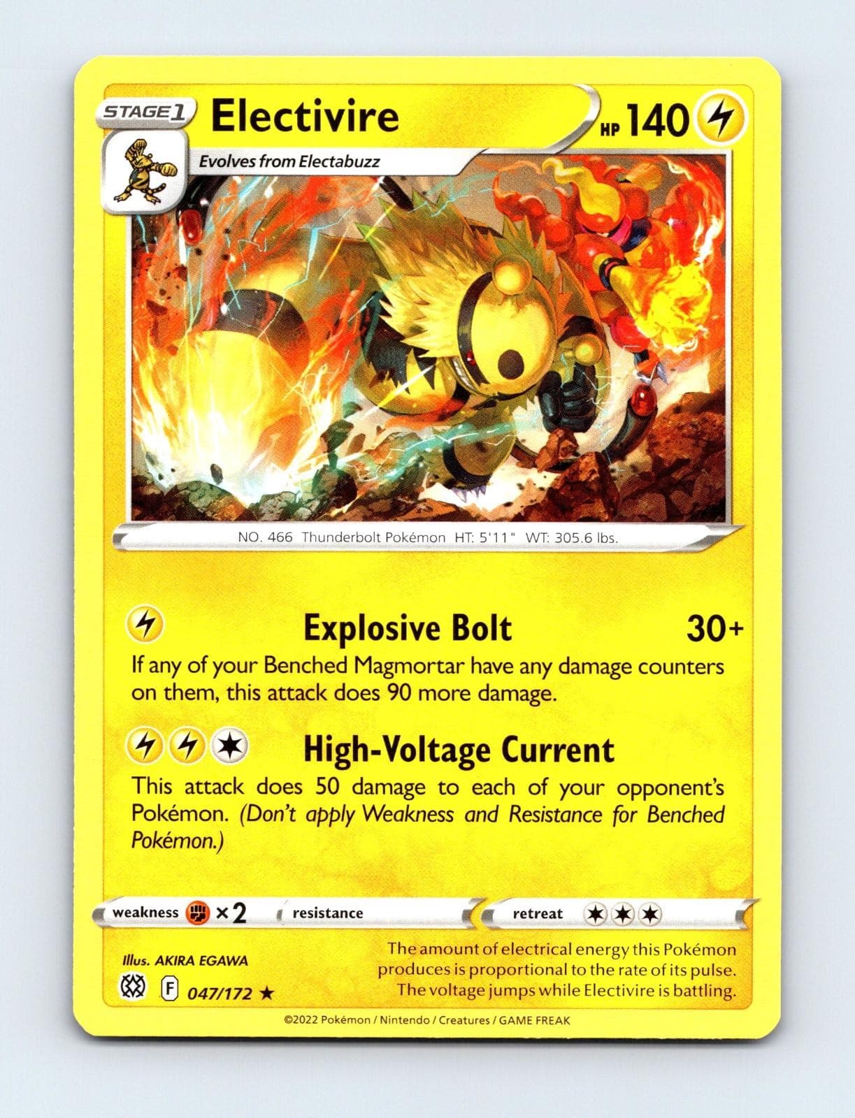 Electivire 047/172 Rare Brilliant Stars Pokemon Near Mint