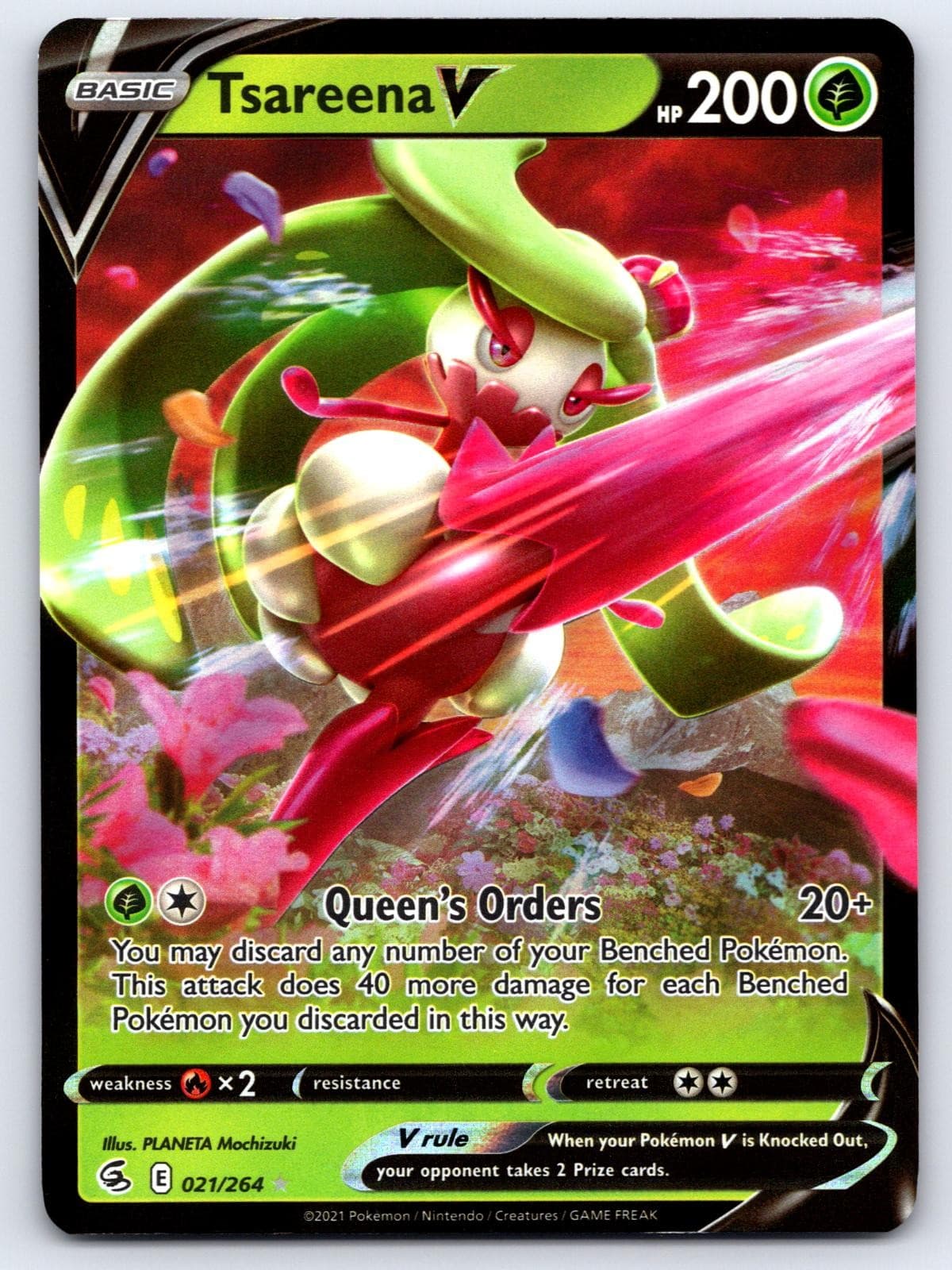 Tsareena V 021/264 Holo Ultra Rare Fusion Strike Pokemon Near Mint