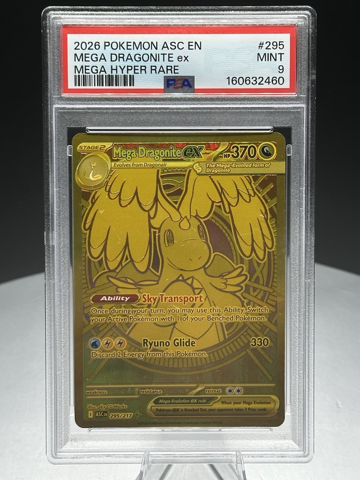 2026 POKEMON ASC EN-ASCENDED HEROES MEGA HYPER RARE #295 MEGA DRAGONITE EX PSA 9