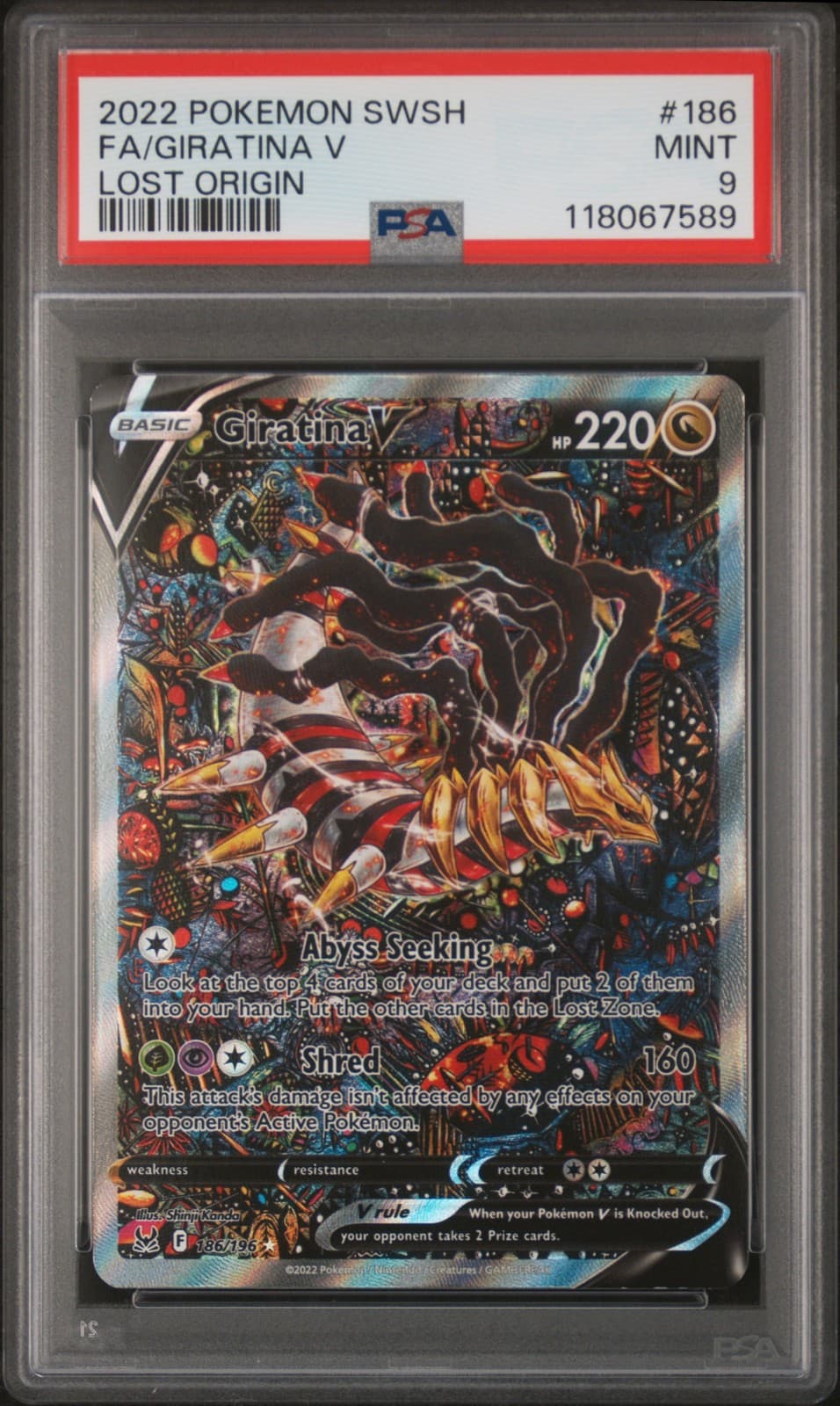 Pokemon Giratina V Lost Origin Full Alt Art 186/196 PSA 9 Mint