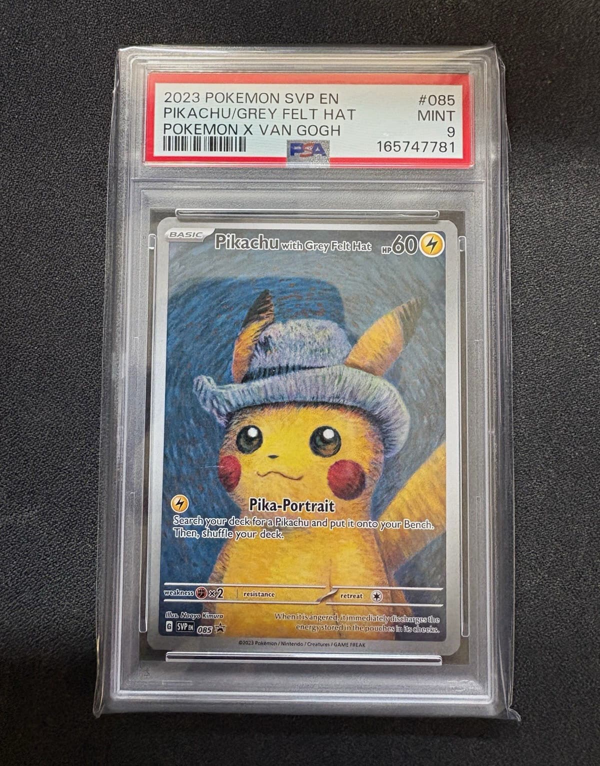 Pokemon 2023 SVP Pikachu with Grey Felt Hat 085 English Holo PSA 9 Graded