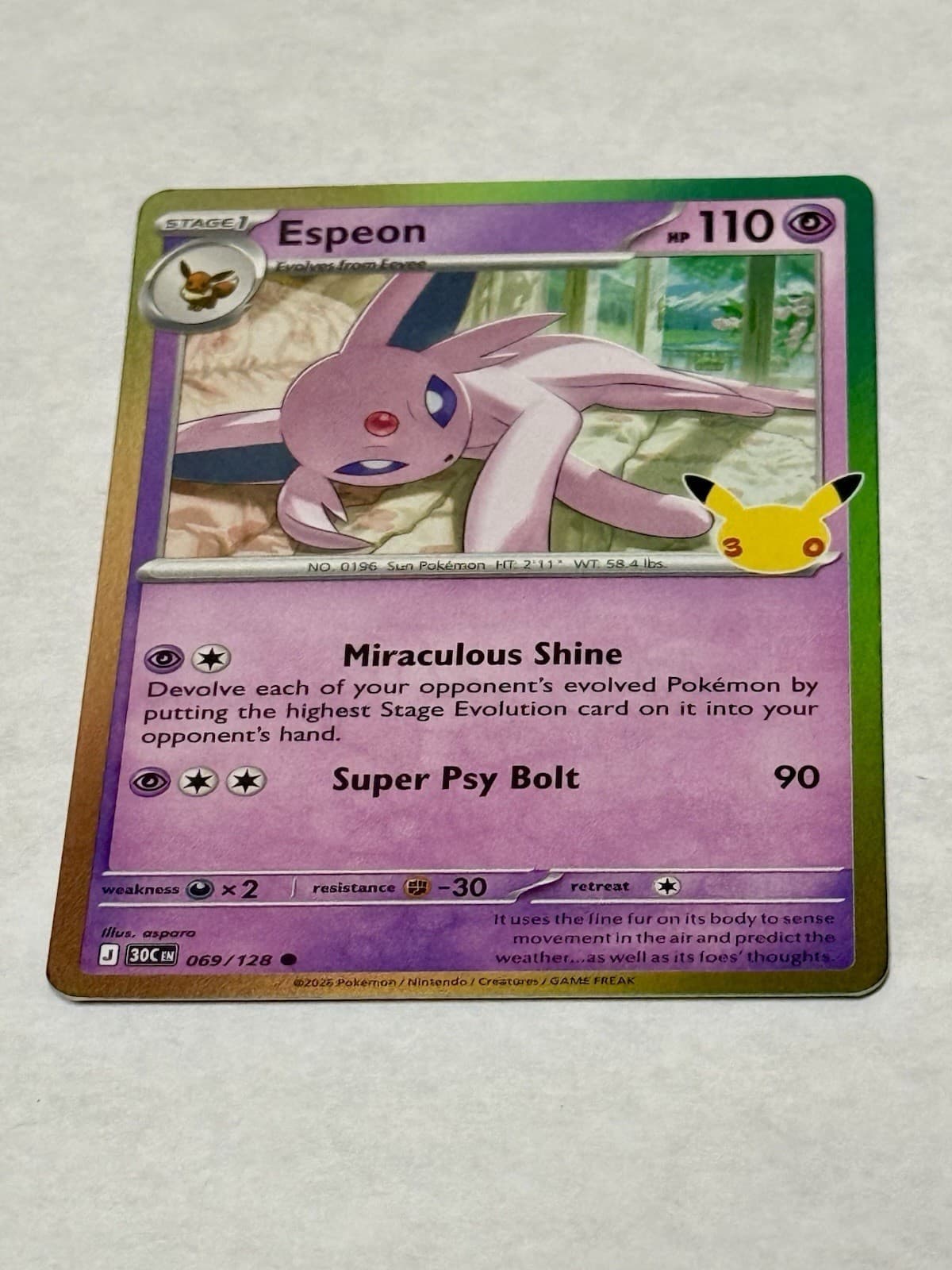 Espeon 30th Celebrations 69/128 Holo Rare Pokemon Card