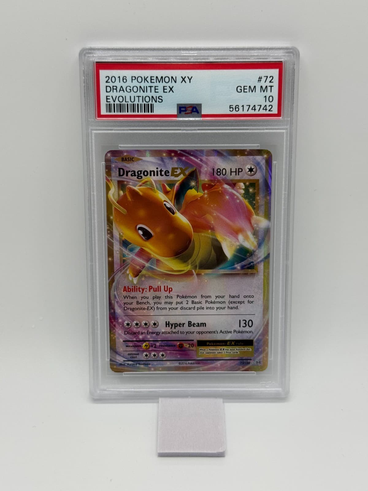 PSA 10 Gem Mint Pokemon XY 2016 Dragonite EX Evolutions 72/108