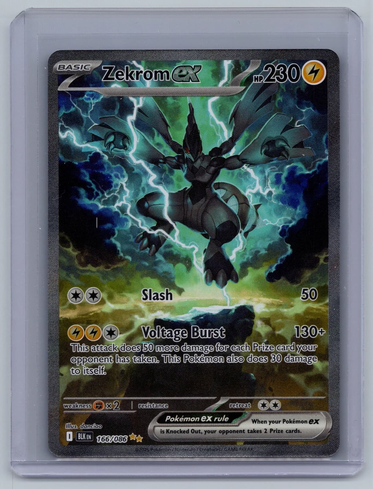 2025 Black Bolt Zekrom EX Secret Rare SIR #166/86