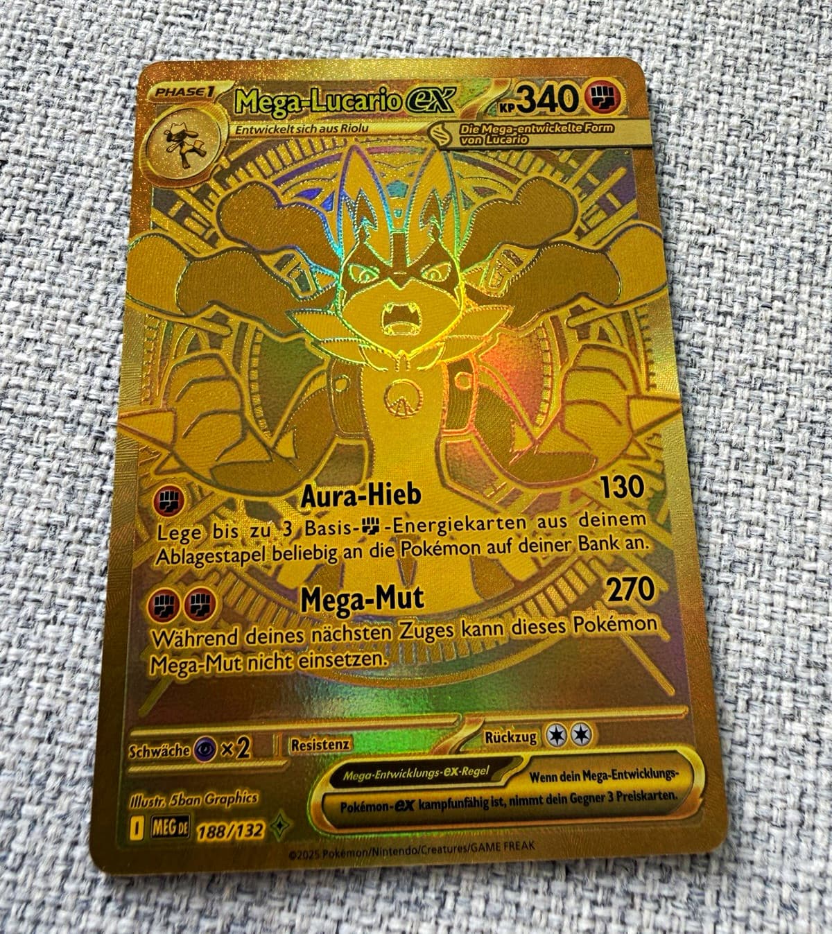 Pokémon TCG Mega-Lucario EX 188/132 Deutsch Gold