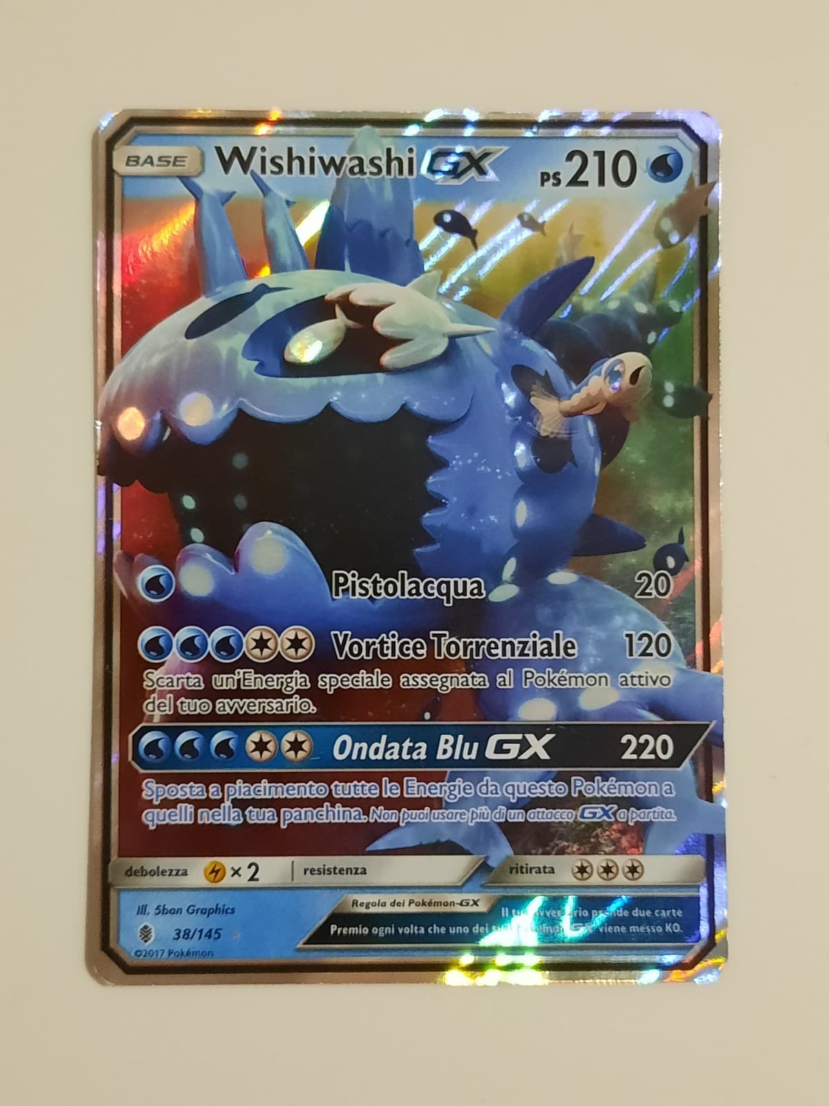 Wishiwashi GX 38/145 - Carta Holo Foil Near Mint Pokemon Guardiani Nascenti
