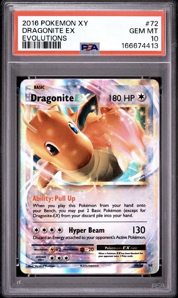 2016 POKEMON XY EVOLUTIONS #72 DRAGONITE EX PSA 10 New Cert