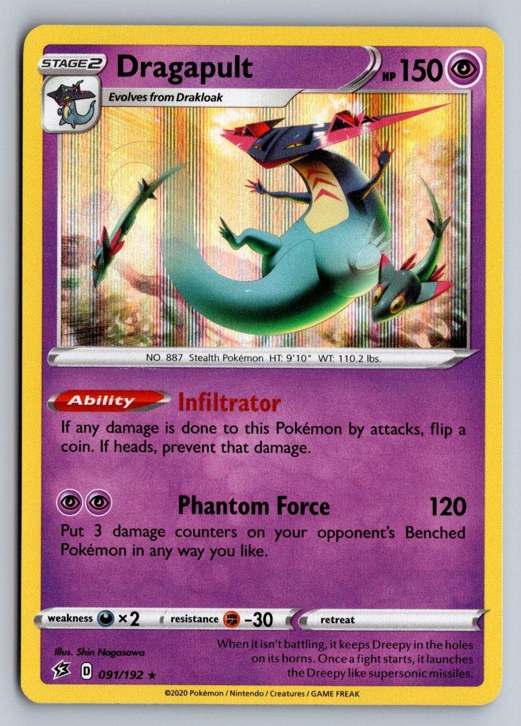 Rebel Clash DRAGAPULT 091/192 Holo NM/M Pokemon Sky 14 - 6