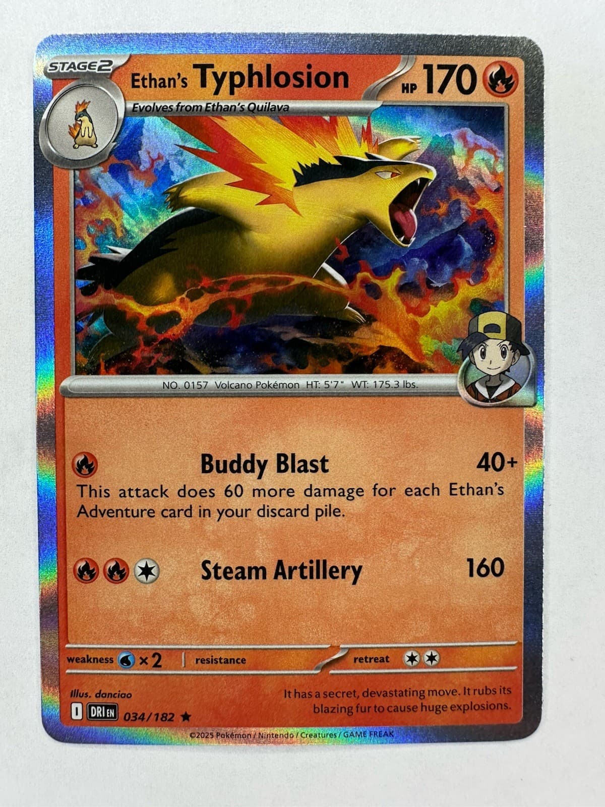Pokemon Destined Rivals Ethan's Typhlosion 34/182 Rare Holo