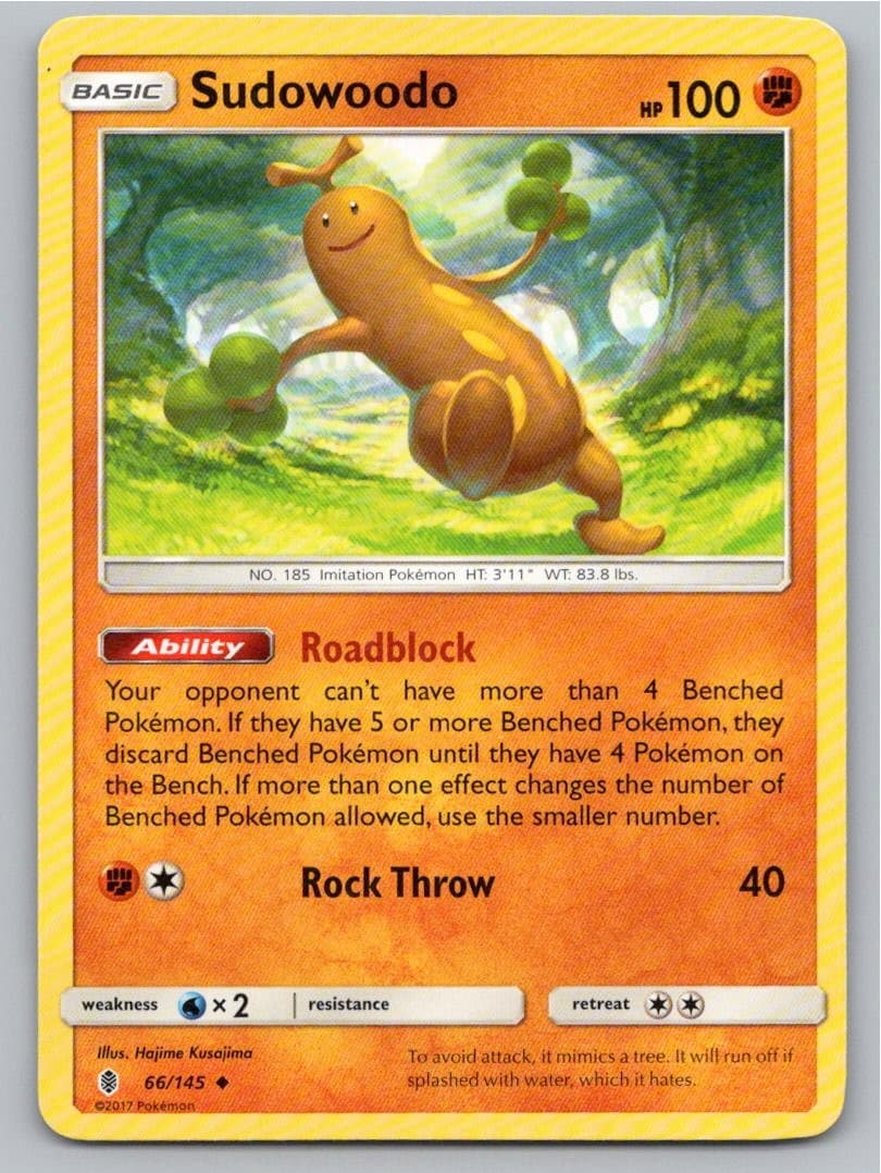 2017 POKEMON SUDOWOODO GUARDIANS RISING 66/145 UC NM A92000 FREE S&H