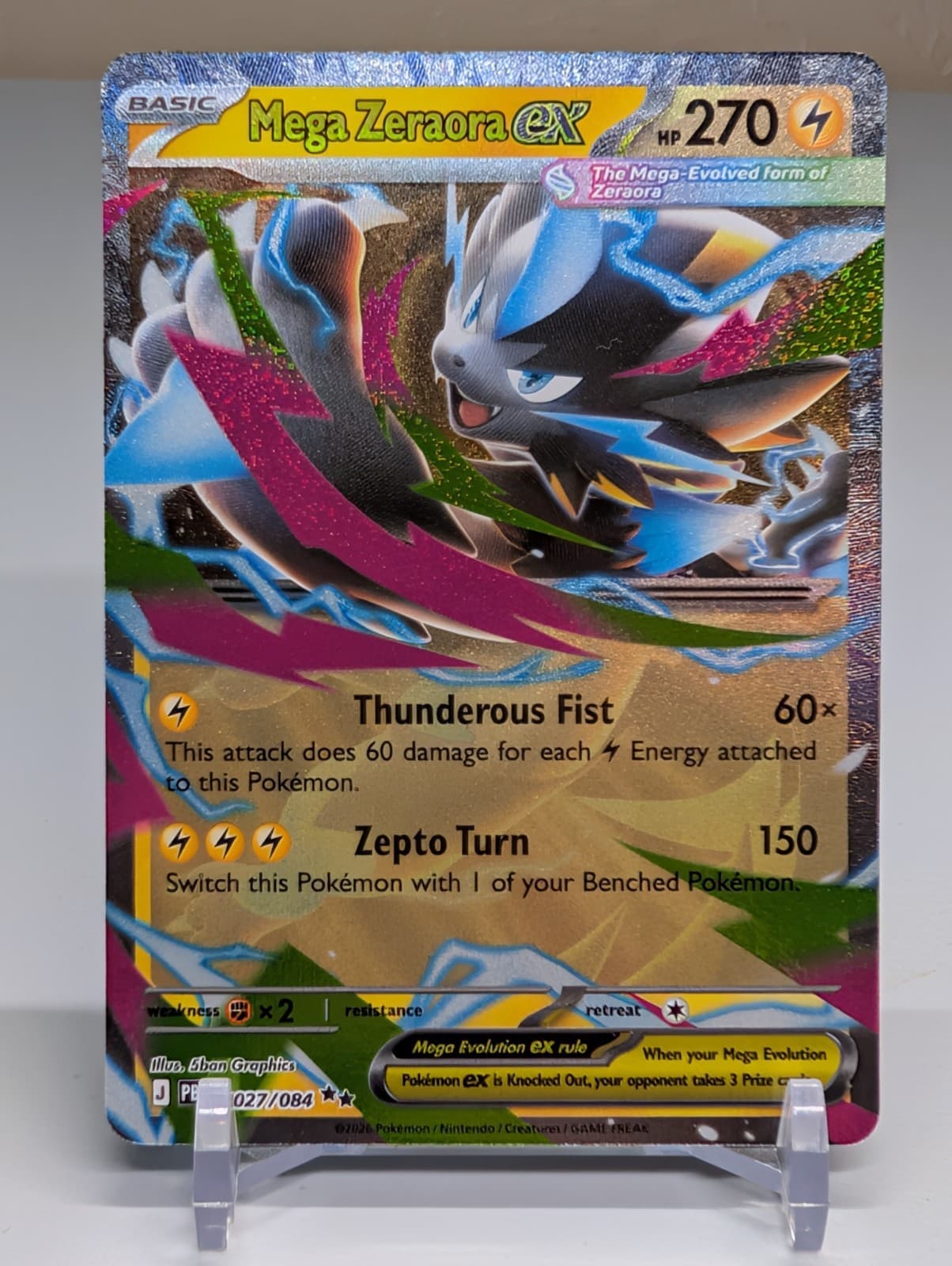 Mega Zeraora Ex 27/84 Double Black Star Holo Pokemon Pitch Black 2026 NM