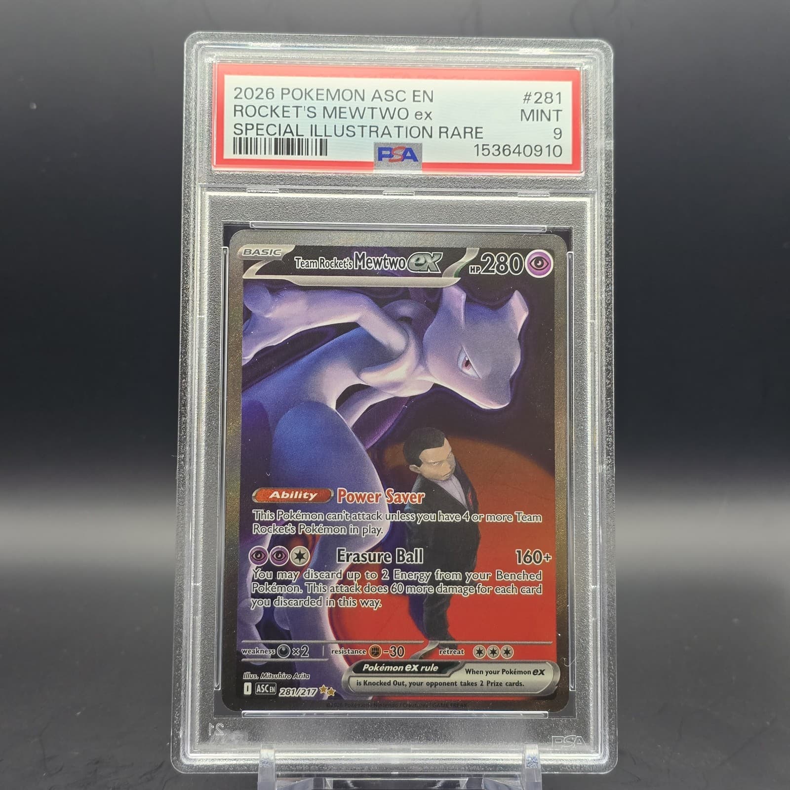 2026 ME: Ascended Heroes Team Rocket's Mewtwo ex - 281/217 SIR PSA 9