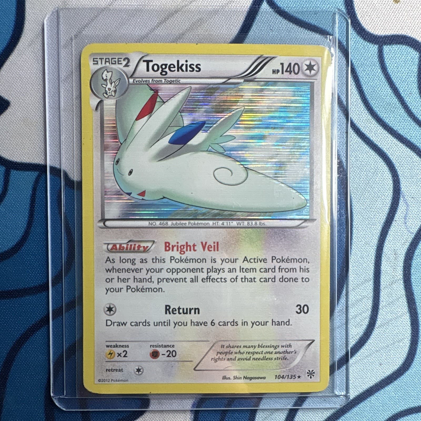 Pokémon TCG Togekiss Plasma Storm 104/135 Holo Rare Stage 2140 HP Bright Veil