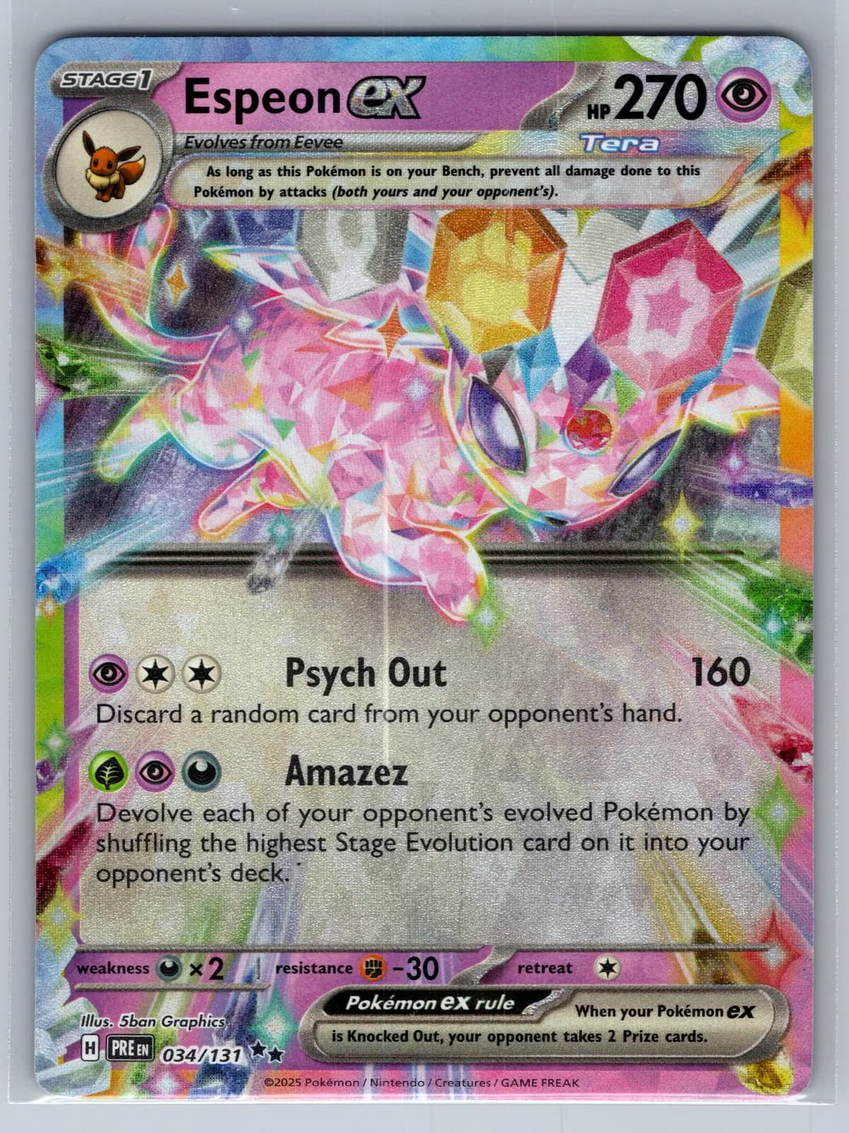 Espeon EX #34/131 2025 Prismatic Evolutions Pokemon TCG