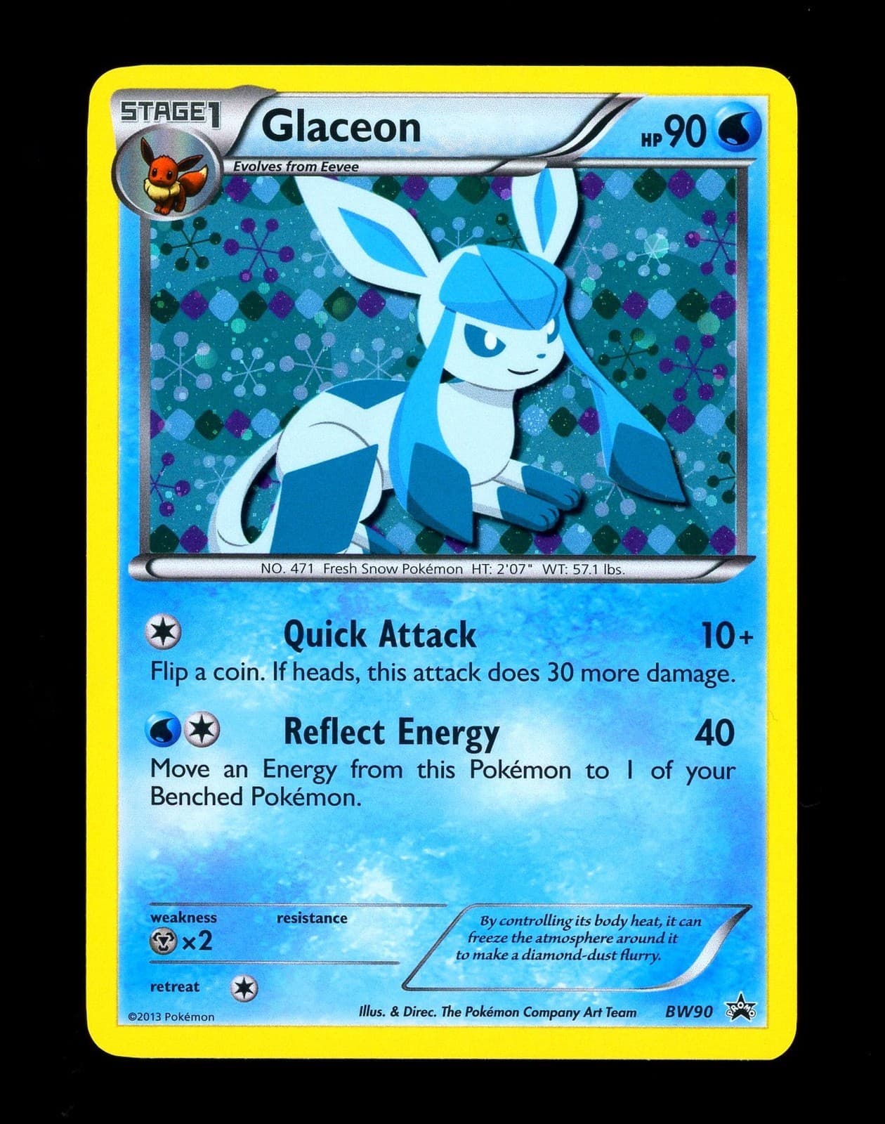 2013 Pokemon GLACEON Black Star Promo COSMOS HOLO Sylveon Collection Card #BW90