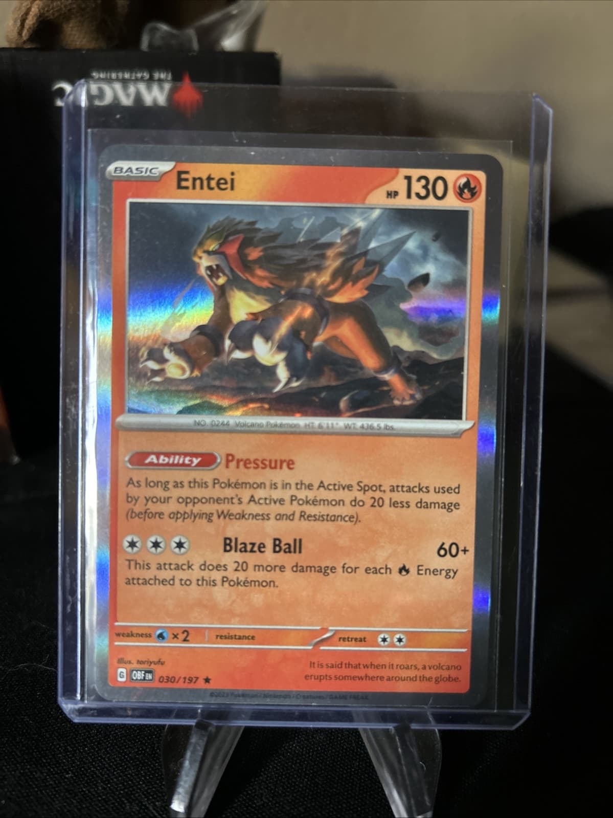 Pokemon Entei 30/197 Holo Rare Obsidian Flames LP / Pack Fresh New