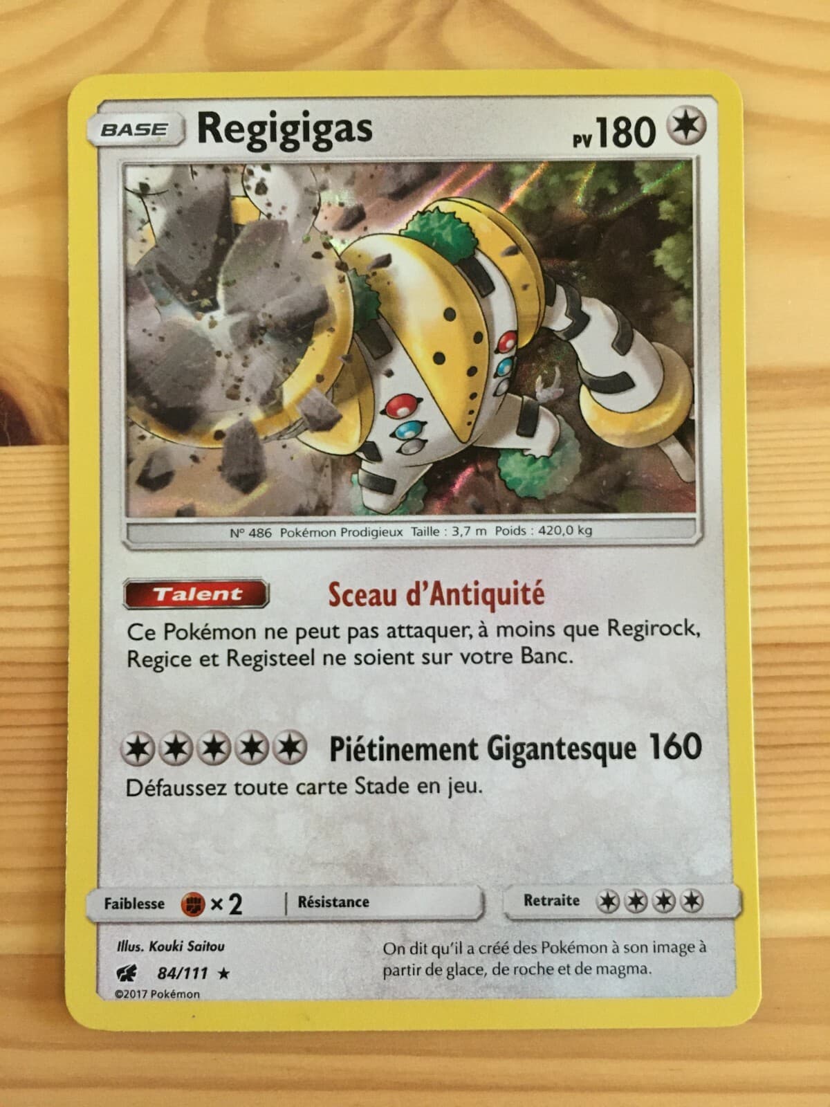 Carte Pokémon HOLO Regigigas 84/111 SL4 Soleil & Lune Invasion Carmin FR NEUF