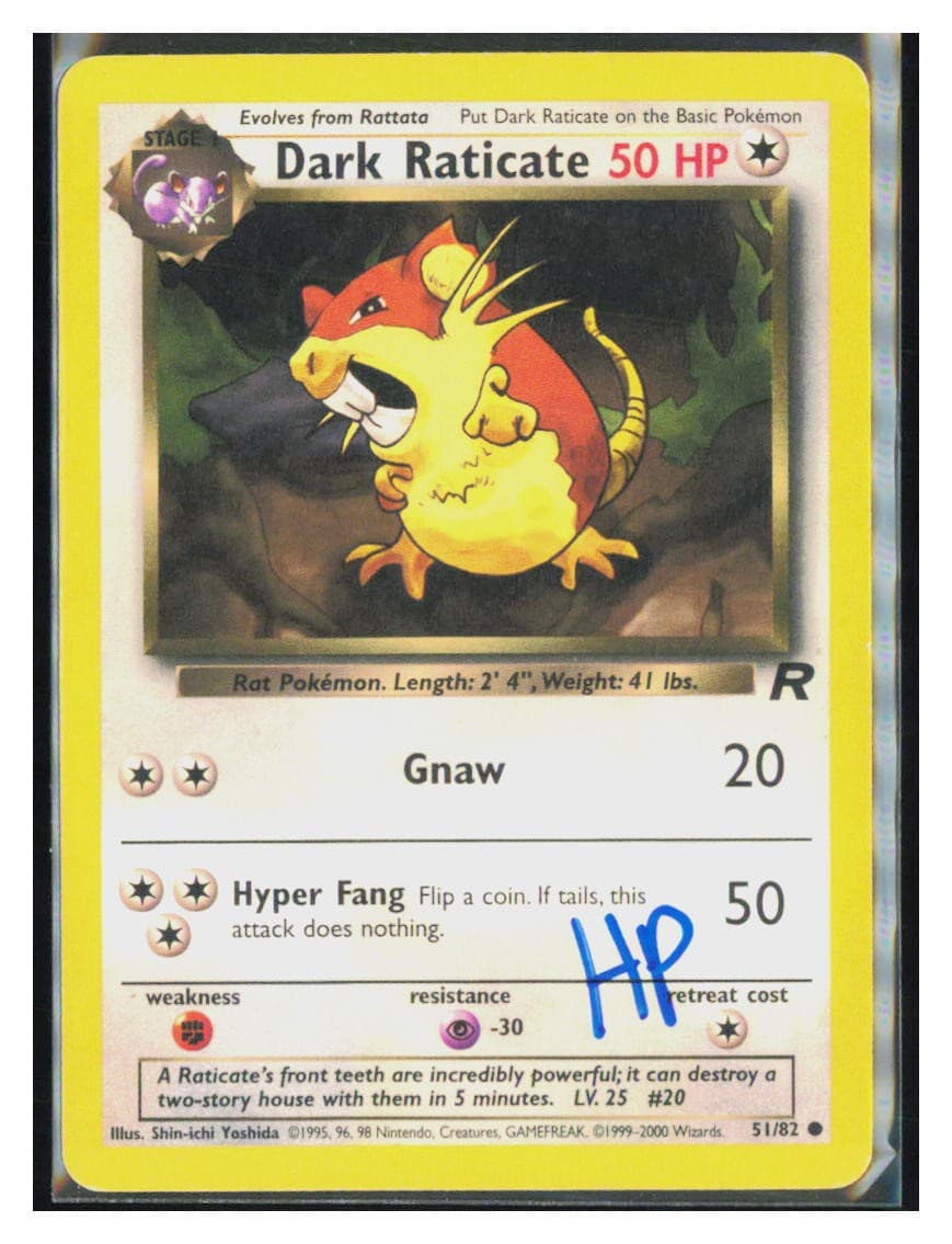 Pokemon Dark Raticate Team Rocket 51/82 Unlimited HP