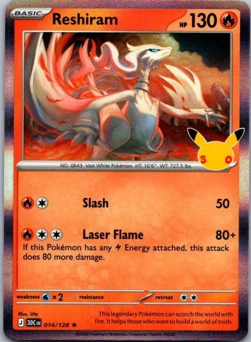 Reshiram 014/128 30th Celebration Holo