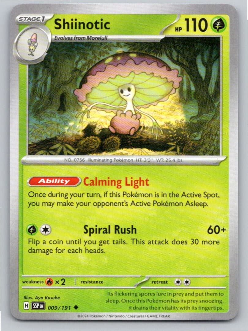 2024 POKEMON SHIINOTIC SURGING SPARKS 009/191 UNCOMMON NM A35124 FREE S&H