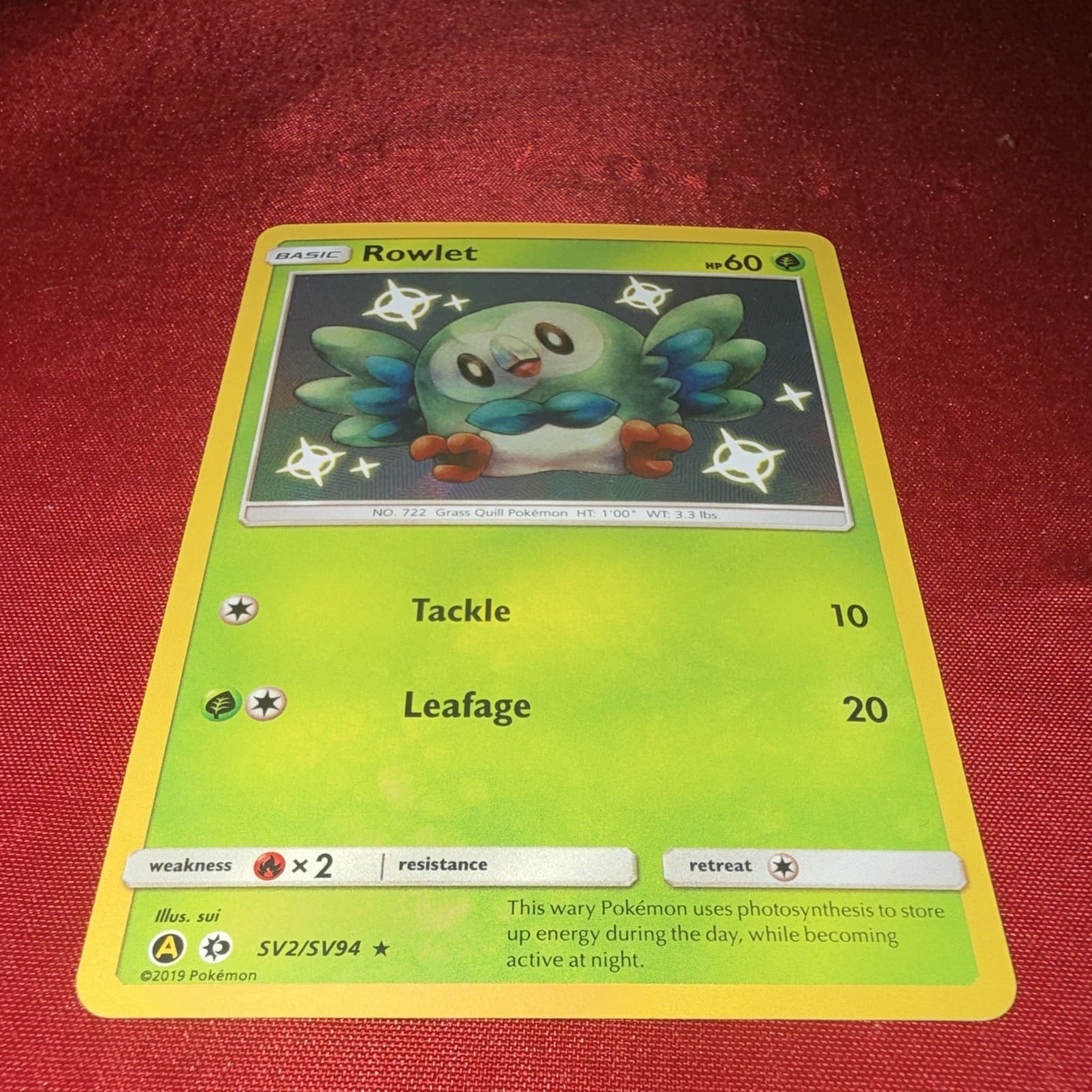 Rowlet SV2/SV94 Hidden Fates: Shiny Vault Holo Near Mint!