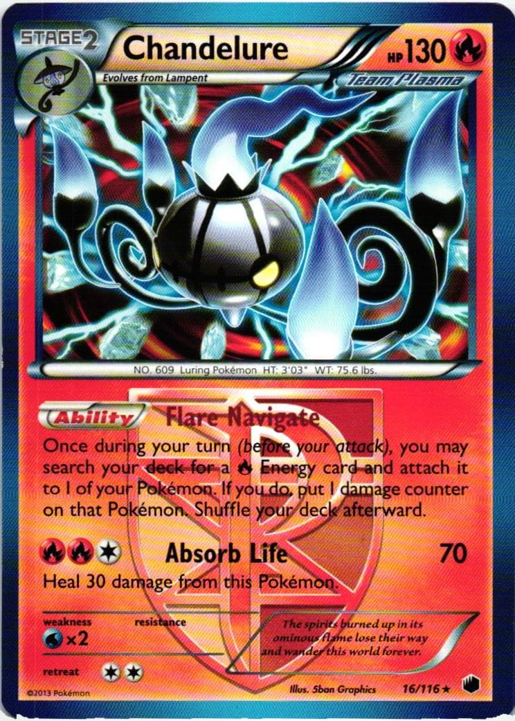 Pokemon Chandelure (BW Plasma Freeze) 16/116 Deck Exclusives Rare Lightly Played