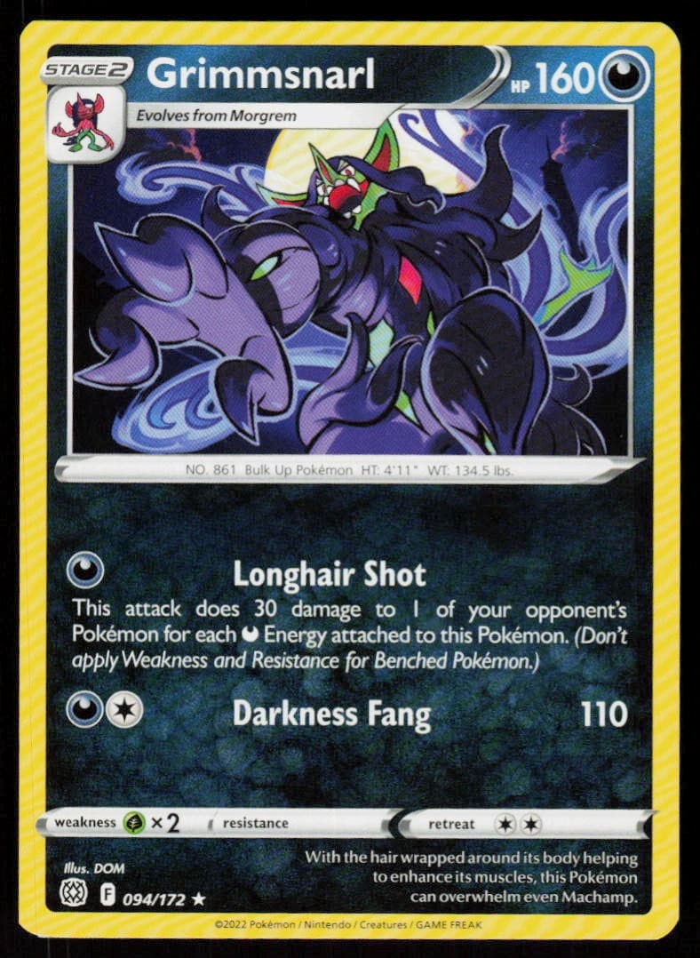 Grimmsnarl 094/172 Rare Brilliant Stars Pokemon Lightly Played