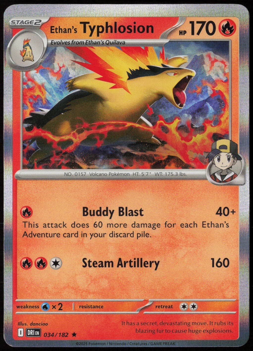 Ethan's Typhlosion #34/182 (Holo) (NM) SV10: Destined Rivals DRI Pokemon