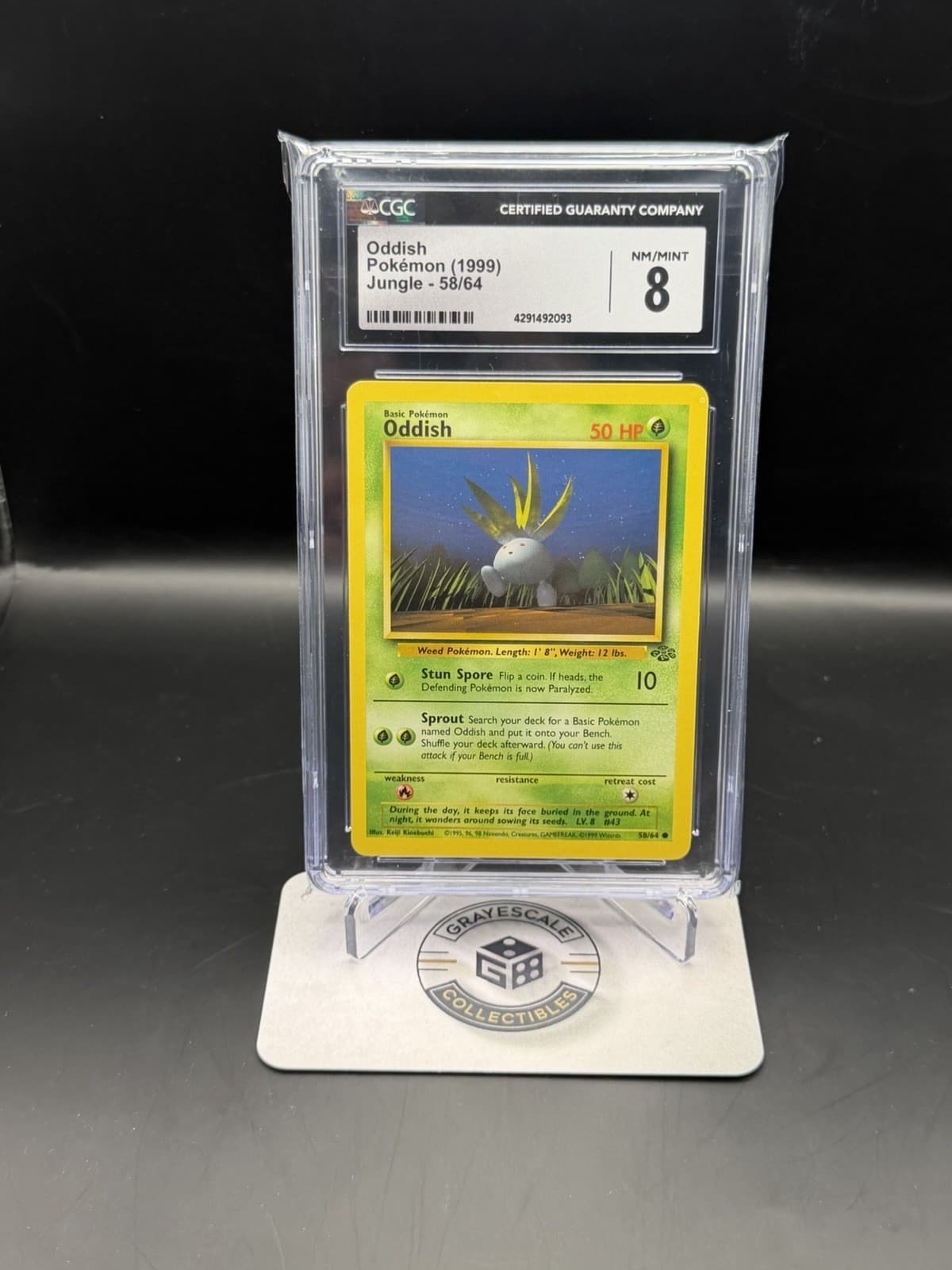 WOTC Pokemon TCG Oddish 58/64 Jungle CGC 8 1999 EN Regular Common