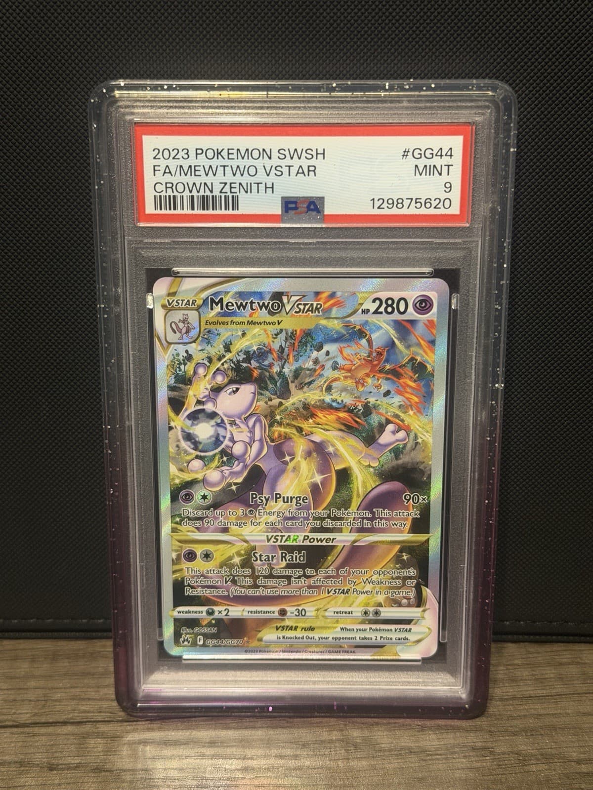 Mewtwo VSTAR GG44/GG70 Crown Zenith PSA 9 With Guard