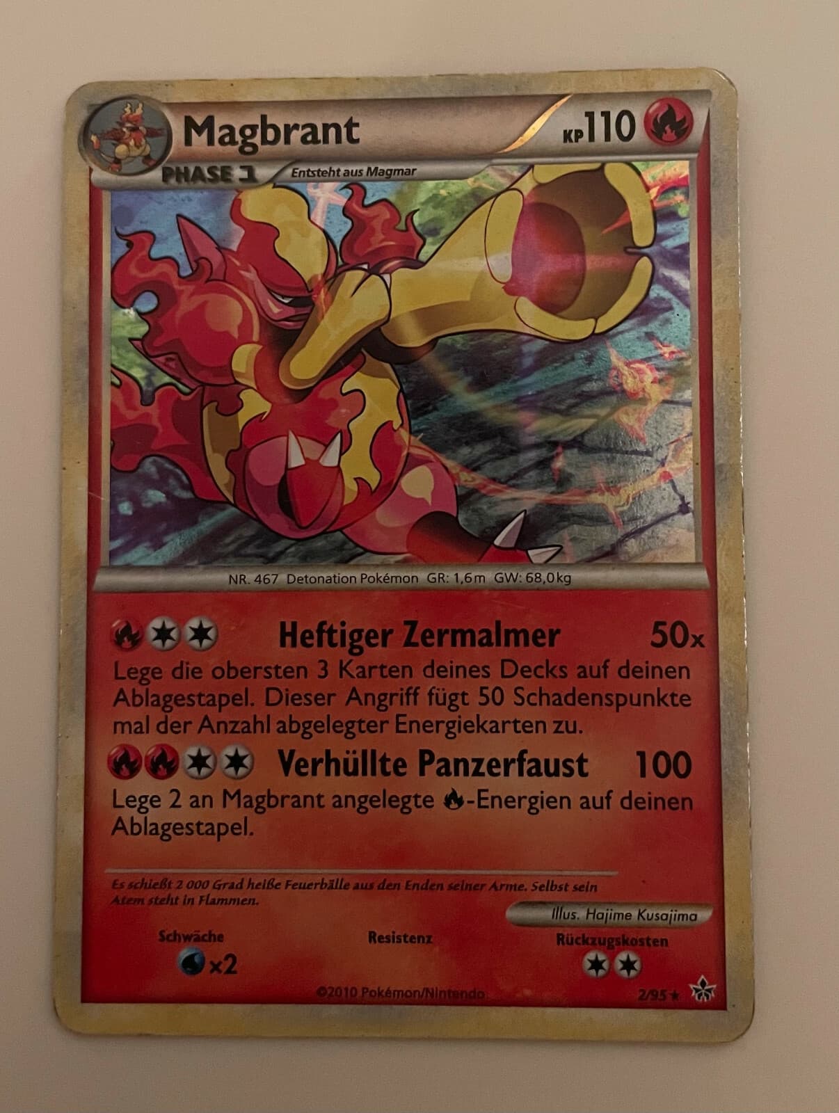 Pokemon Karte - Magbrant - Nr. 2/95 - Holo - Deutsch