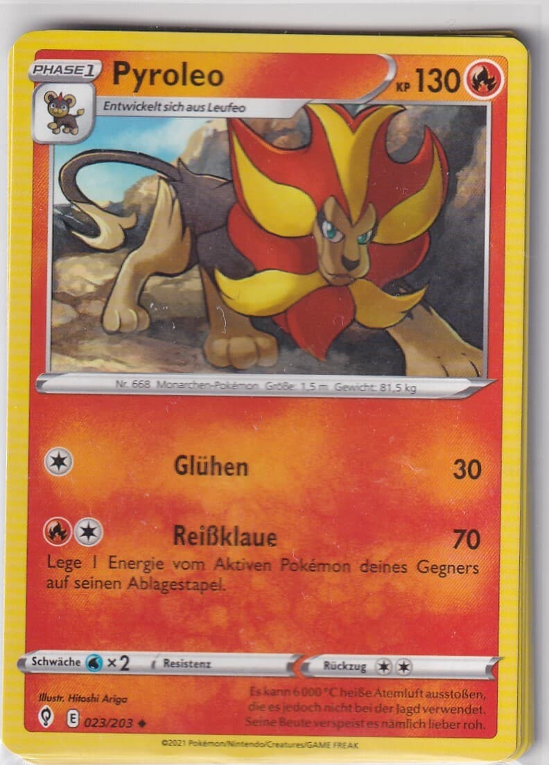 Pokemon Karte Drachenwandel Nr. 23/203 Pyroleo deutsch